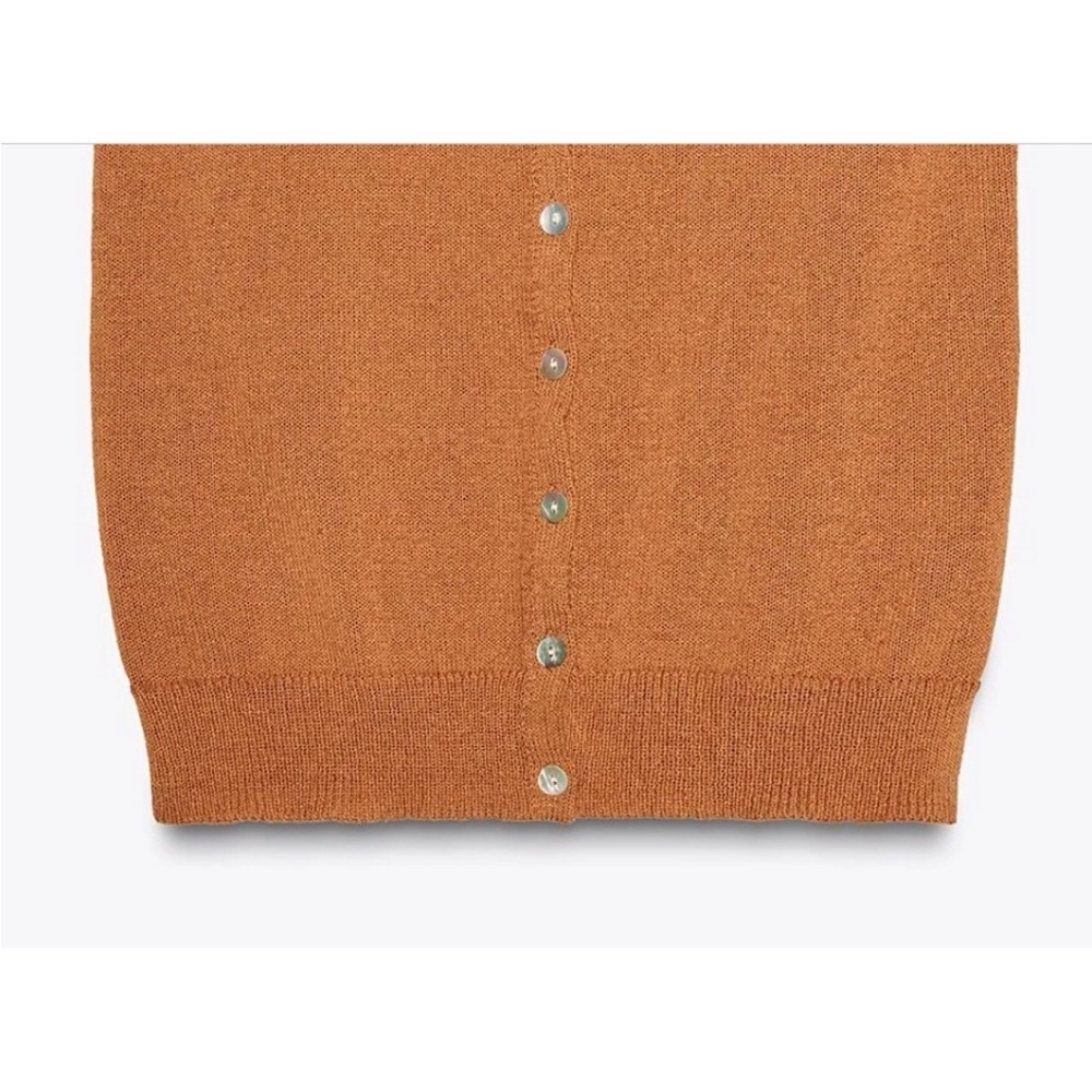 Zara NWT tan rust orange button front knit vest cardigan - Picture 9 of 9